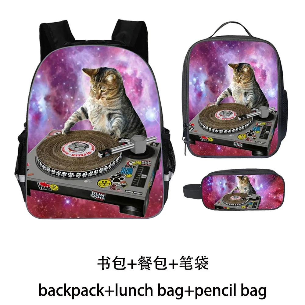 

Cats Dinosaus Backpack Set Teenagers Boys Girls Toddler Kid School Book Bags Men Women Rock Mochila Bolsa