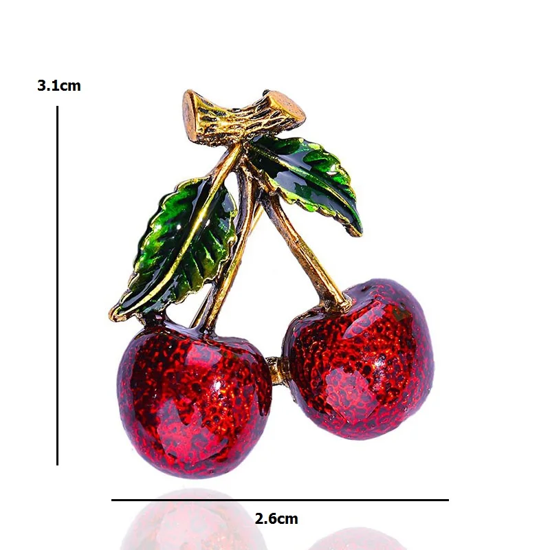 Wuli&baby Classice Enamel Cherry Brooches For Women Cute Red Cherry Fruits Party Casual Office Brooch Pins Gifts view 3