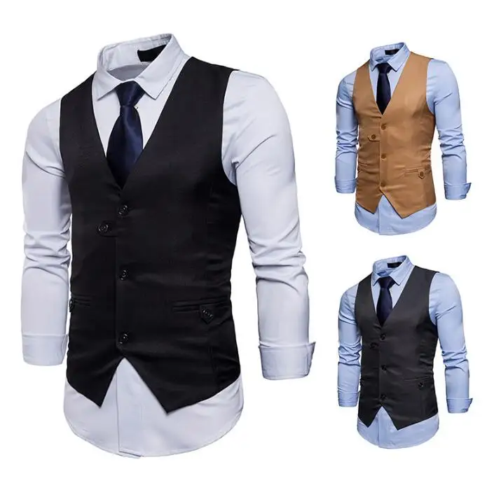 New Hot 2023 Korean Dress Vests Men Business Suit Vest Male Waistcoat Gilet Homme Casual Sleeveless Jackets S-XXL