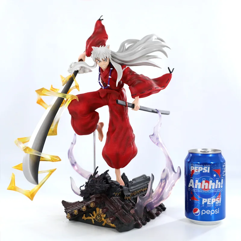 35cm Bandai Gk Statue Inuyasha Anime Figure Sasei Maru Battle Ver Rooftop Scene Pvc Action Figure Collection Model Children Toys