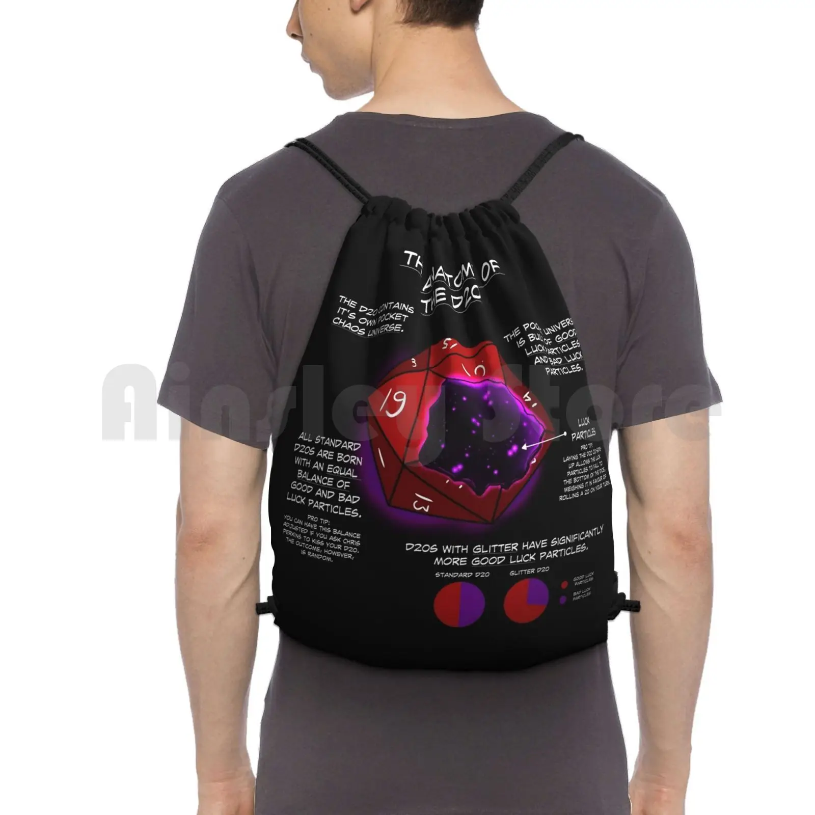 The Anatomy Of The D20 Backpack Drawstring Bags Gym Bag Waterproof And D20 Dnd D D Rpg Gaming Gamer Games Nerd Dork Geek