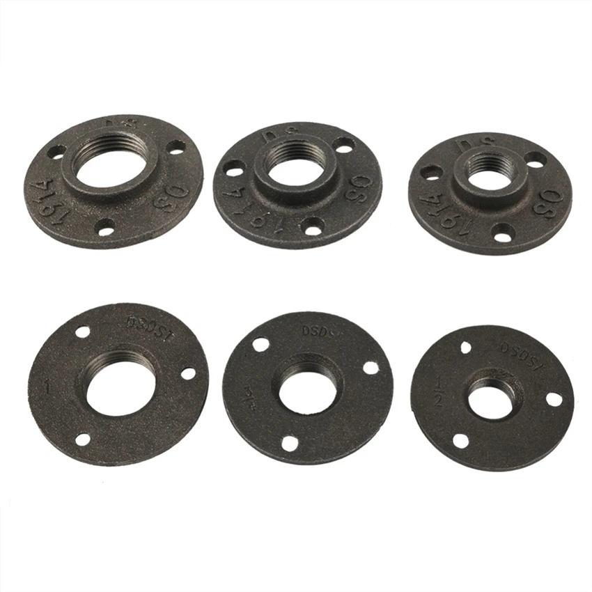 

4pcs DN20 Black Malleable Cast Iron 3/4" Floor Flange Pipe Fittings For Antique Home Furniture