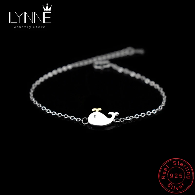 Hot Sale Fashion Simple Dolphin Pendant Bracelets 925 Sterling Silver Charm Whale Bracelet Hand Chain Women&Girl Jewelry Gift