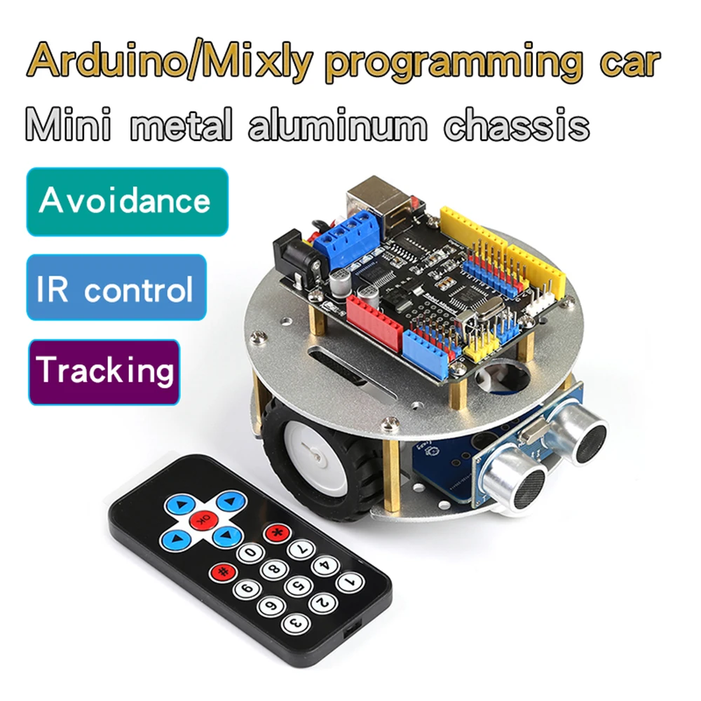 2WD Smart Car DIY kit for Arduino UNO R3 N20 motor Metal aluminum chassis IR control Ultrasonic obstacle avoidanc Tracking robot