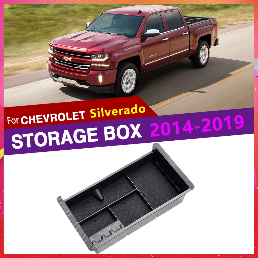 Auto Storage Box Organize Stowing Tyding Center Holder for Chevrolet Silverado 2014 2015 2016 2017 2018 3rd Car Goods Stickers