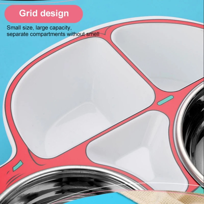 Children Tableware Set Stainless Steel Dishes Baby Feeding Plate Spoon Fork Cute Cartoon Car Shape Bowl New Arrival