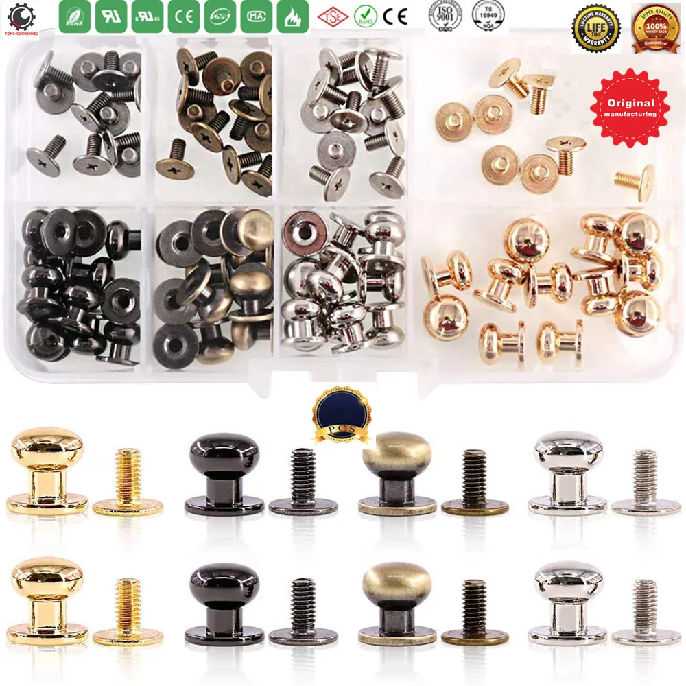 Chicago Screws Round Head Button Stud Slotted Screws Nail Rivet Leather Rivets Craft Belt,DIY Craft Leather Craft Repairs Decora