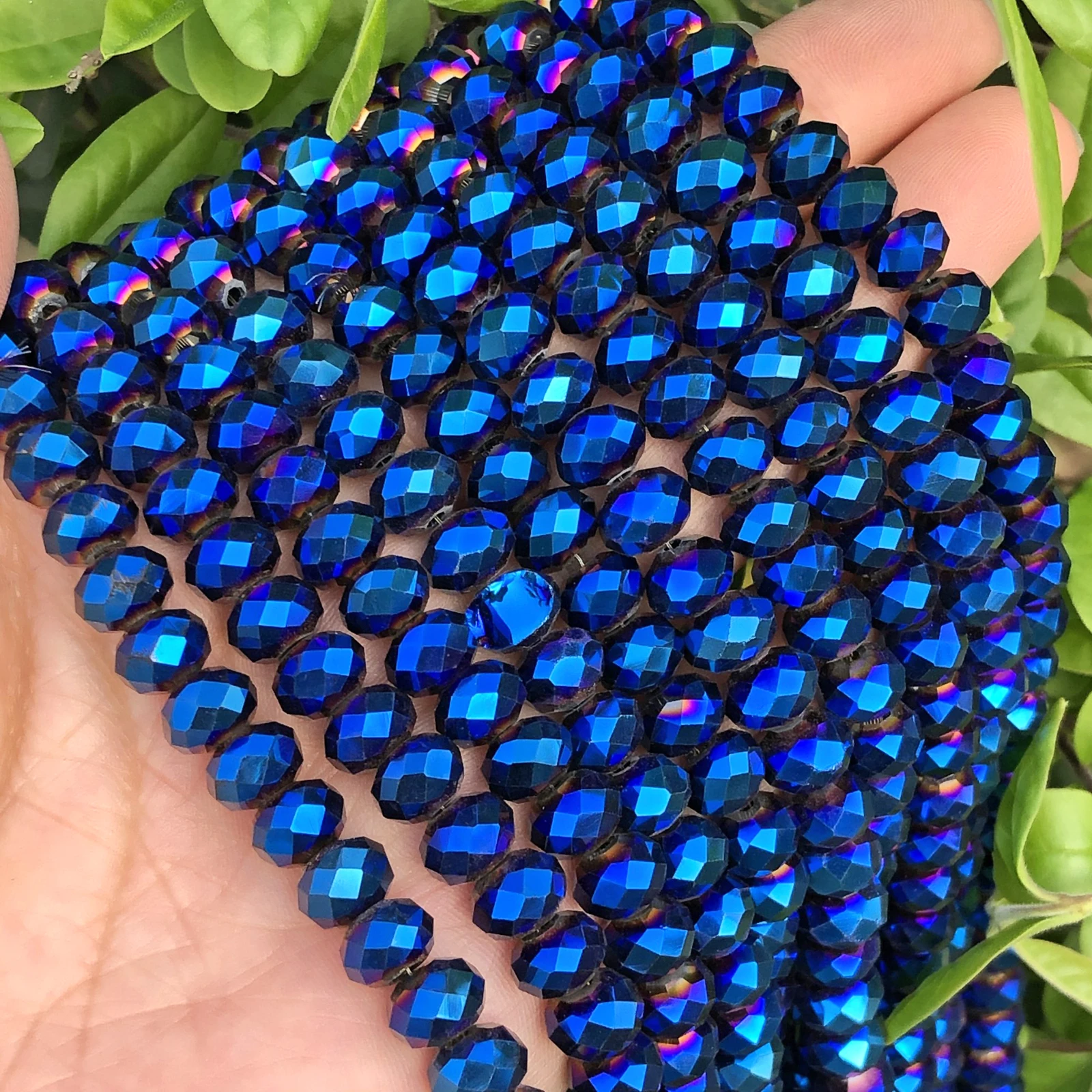 Cuentas de cristal austriaco facetadas, abalorios redondos sueltos de 3/4/6/8MM, color azul oscuro, para fabricación de joyas y pulseras