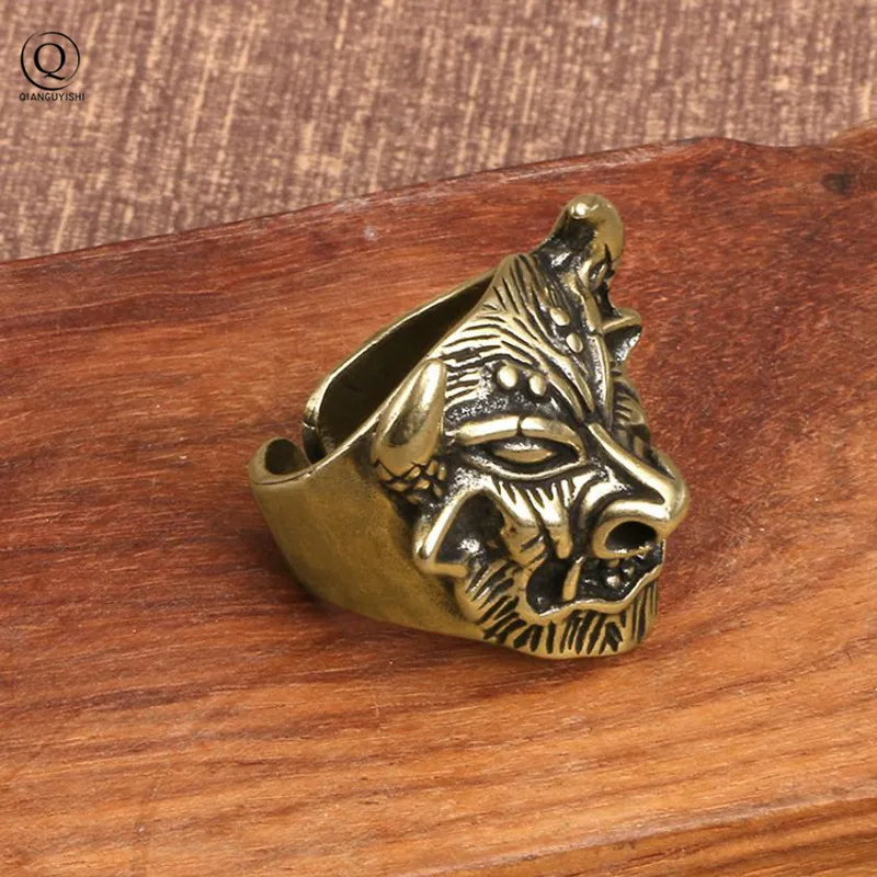 Brass Men's Fashion Wall Street bull Head Ring High Quality Adjustable Size Ring Men's Domineering Unique Punk Animal Jewelry