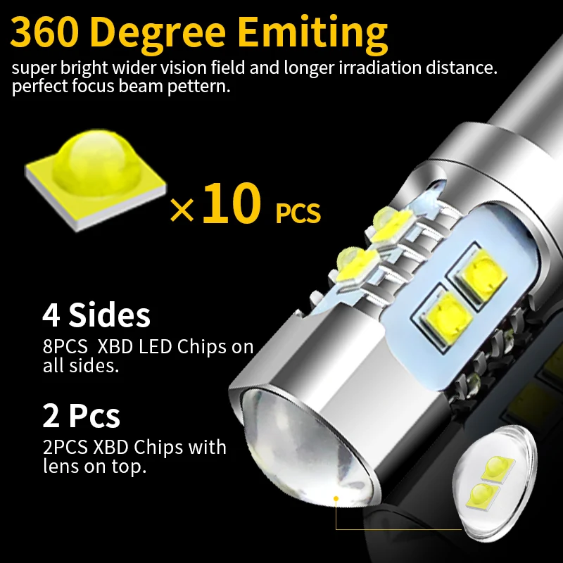 2 Stück Fehlerfreie Weiße Bay9s H21W 64136 LED-Lampen für Volkswagen VW Golf MK7 GTD GTI R TSI LED-Rückfahrleuchten Weiß – Detail 3