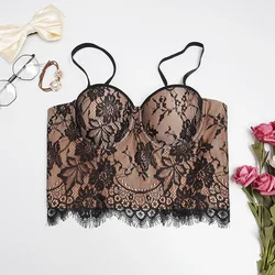 Lace Camisole Women's Outer Wear Super Short Bustier underwired Gathered bra Underwear Fashion Embroidery Tube Top y946