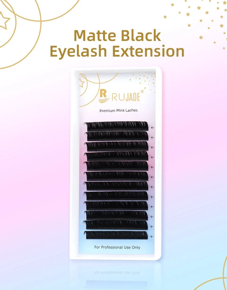 RUJADE 5 Cases/Lot False Eyelash Extensions Black Russian Volume Silk Eyelashes Regular Classic Individual Lashes Extensions