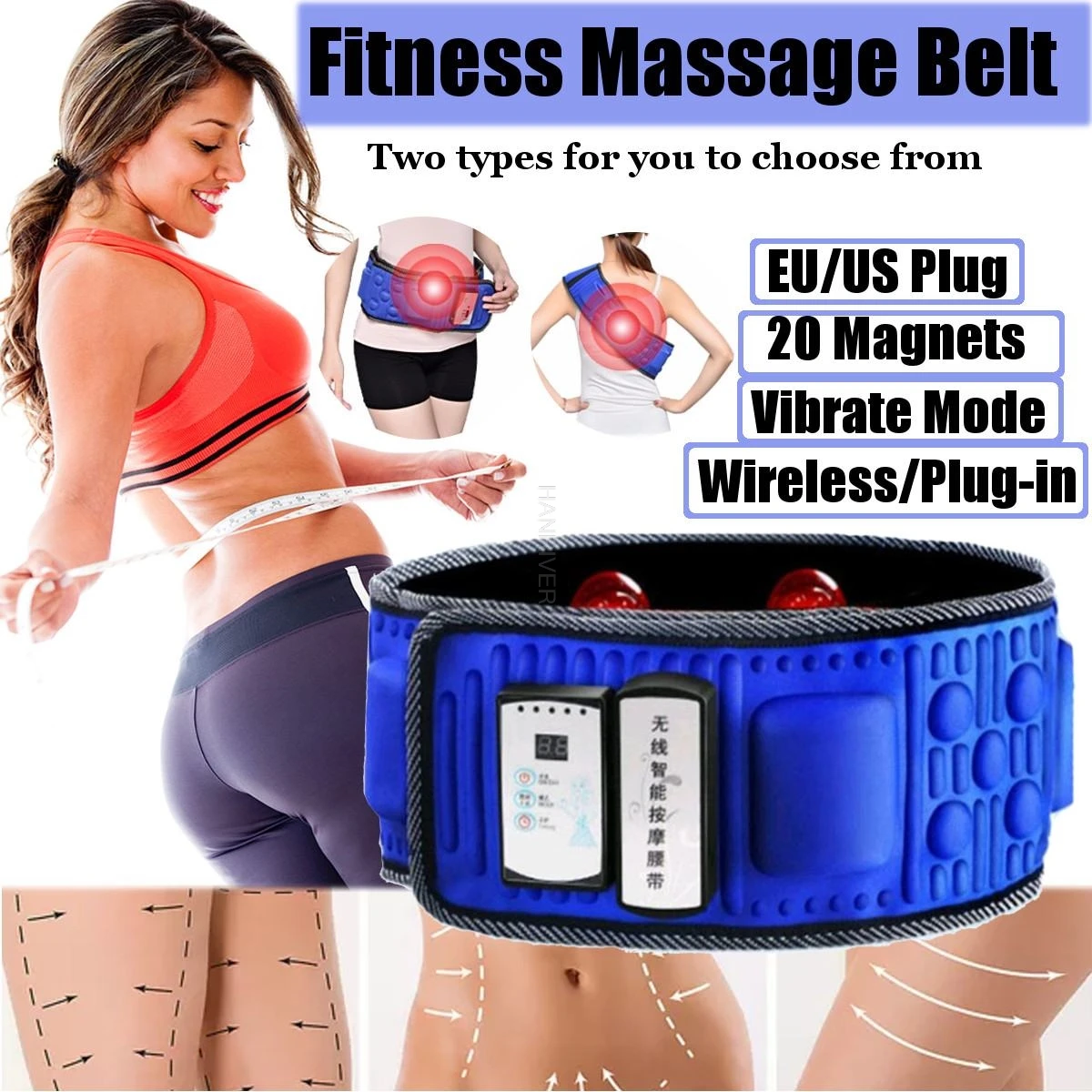 Wireless Electric Slimming Belt Lose Weight Fitness Massage Times Sway Vibration Abdominal Belly Muscle Waist Trainer Stimulator