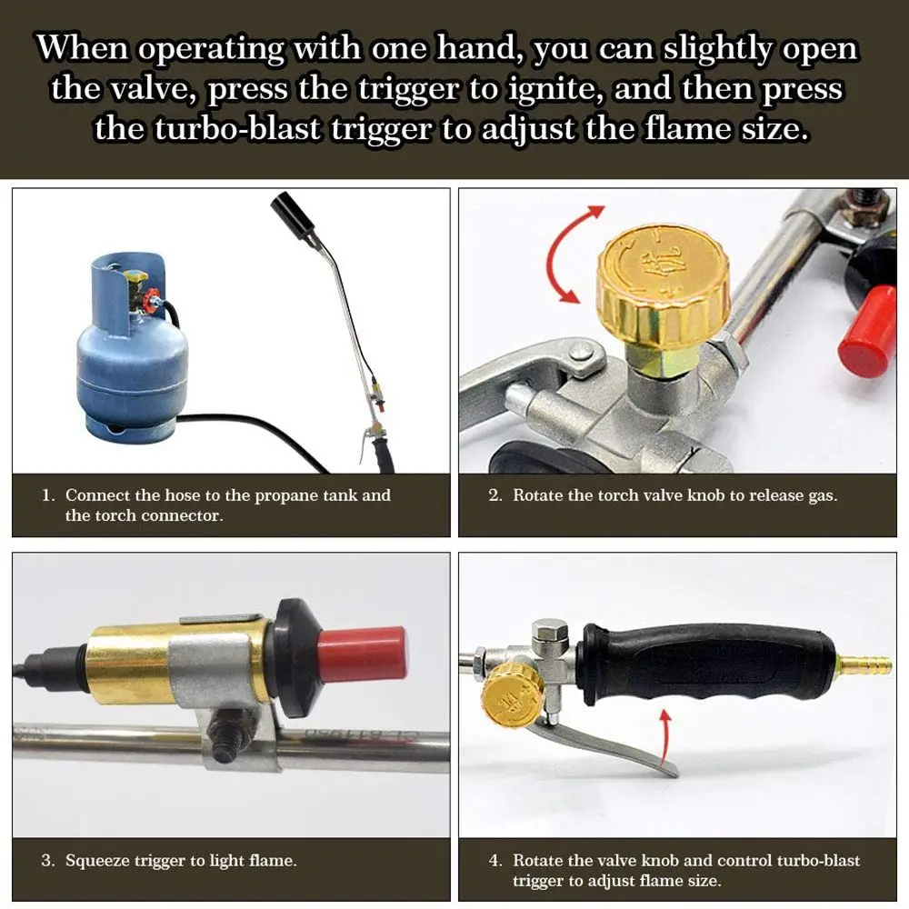 TOAUTO Propane Torch Double Switch with Push Button Igniter Kit with Hose for Ice Snow Melter Weed Blow Gas Burner