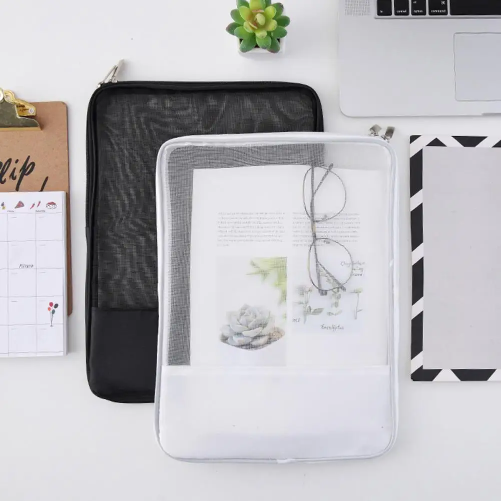 서류 가방 반투명 A4 지퍼 컴팩트 디자인 학생 케이스 종이 검사 나일론 가방, 사무실 학교 폴더