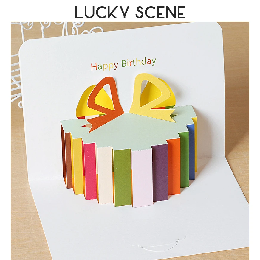 3D Pop-Up Cards Birthday Card Thank-you Girl Kids Wife Husband Birthday  Gift Cake Greeting Card Postcards Gifts Card S00763