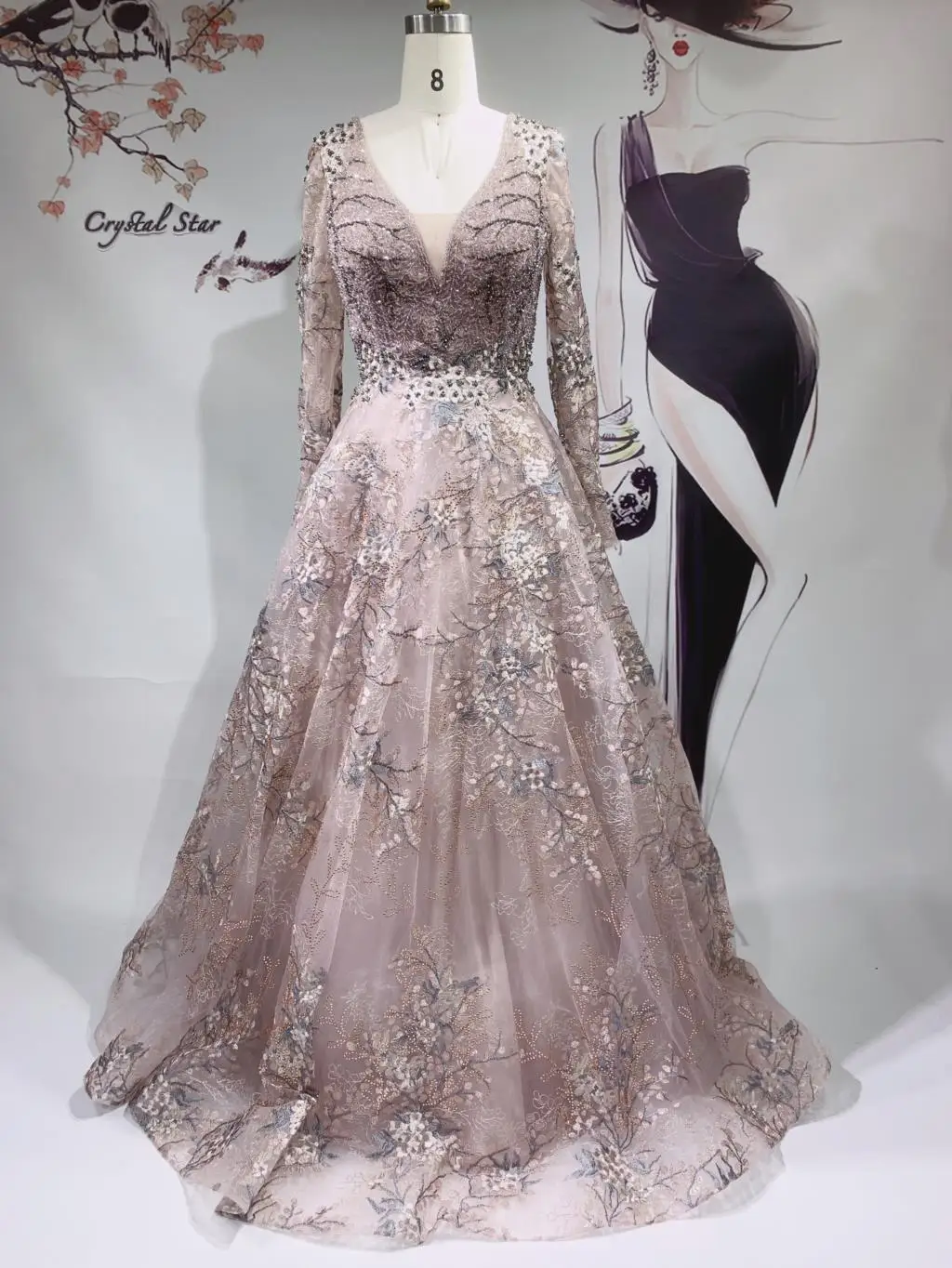 Dubai Muslim Long Luxury Evening Dresses Gowns 2021 Beading A-Line Sparkle For Woman Wedding Party Formal Gowns HO1062