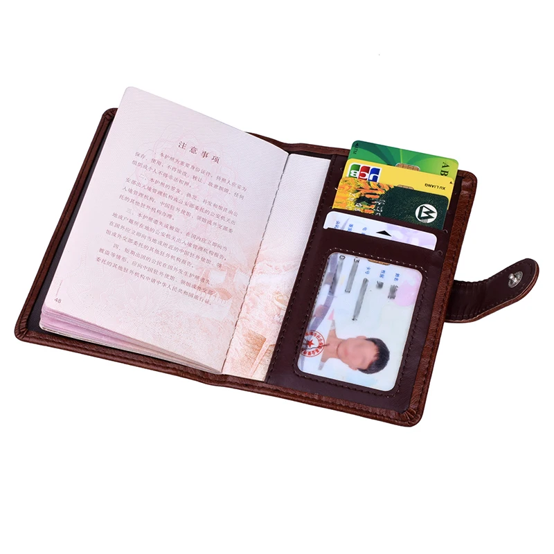 Porte-passeport en cuir PU pour hommes et femmes, porte-documents rétro à moraillon, étui à cartes en poudre, accessoires de voyage, 2024