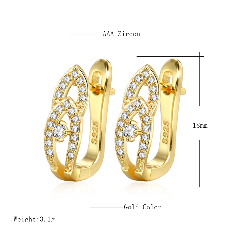 Kinel Trendy Crystal Flower Stud Earring For Women Paved Cubic Zirconia Gold Color Stud Earrings Engagement Wedding Jewelry