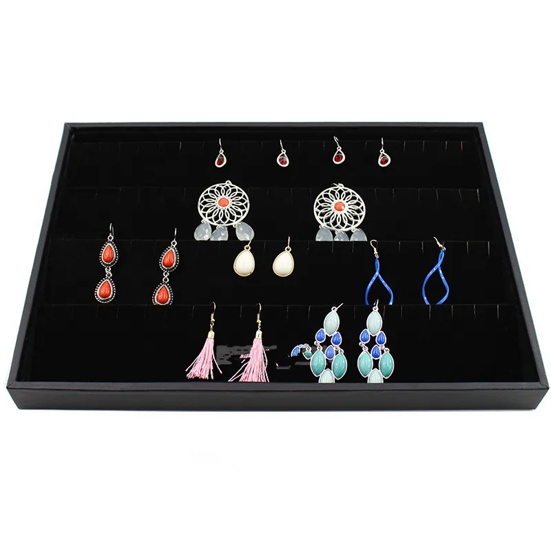 Velvet ring earrings display tray tray tray fashion jewelry cufflink organizer holder under case case shows ring earrings jewelr