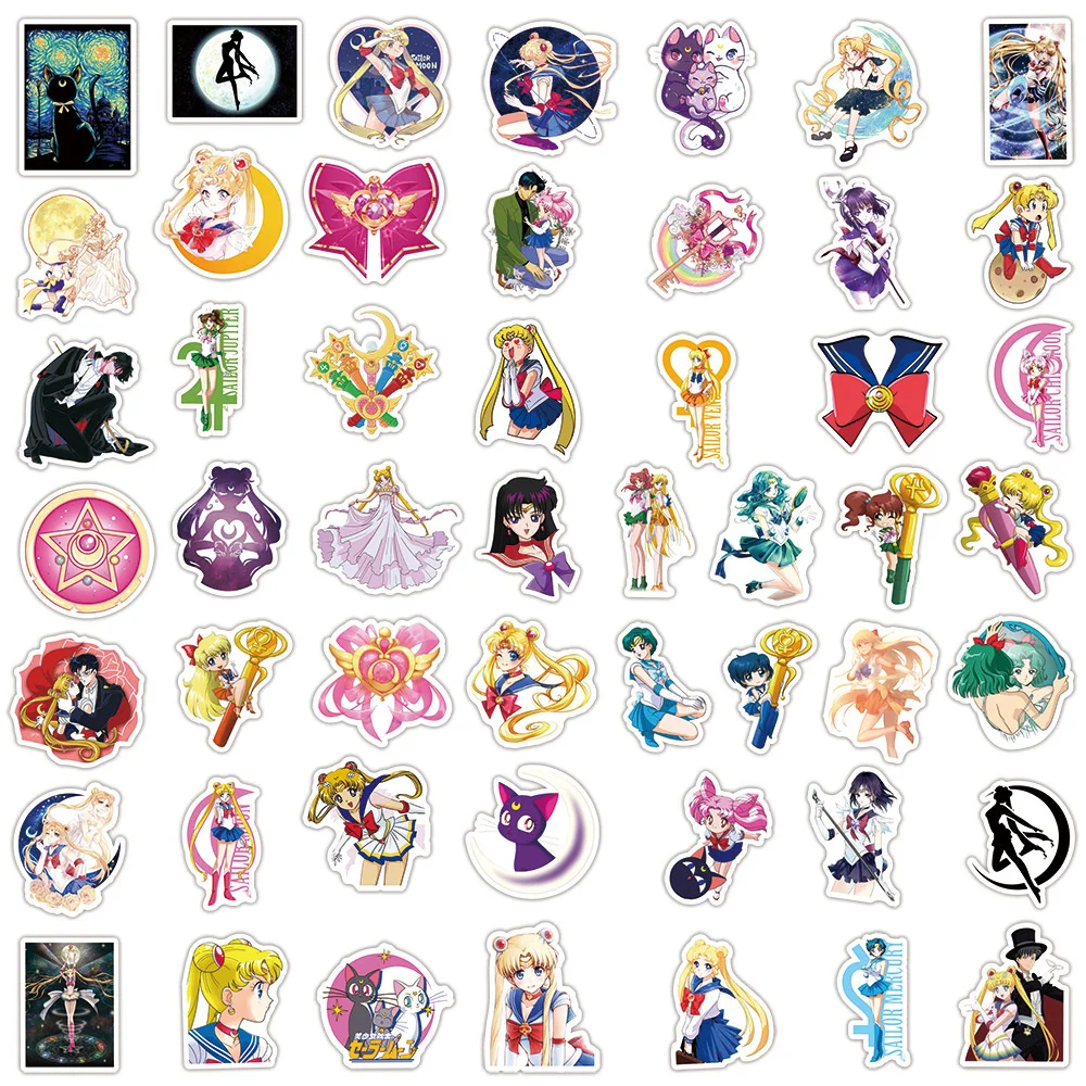 10/30/50PCS Anime Sailor Suit Moon Girl Sticker Graffiti DIY Laptop Study Scrapbook Office Waterproof Sticker Wholesale