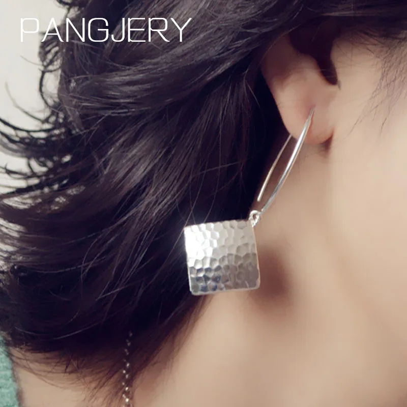 PANGJERY Silver Color Earrings for Women INS Fashion Creative Exquisite Chic Sparkling Square Piece Wedding Jewelry Gifts