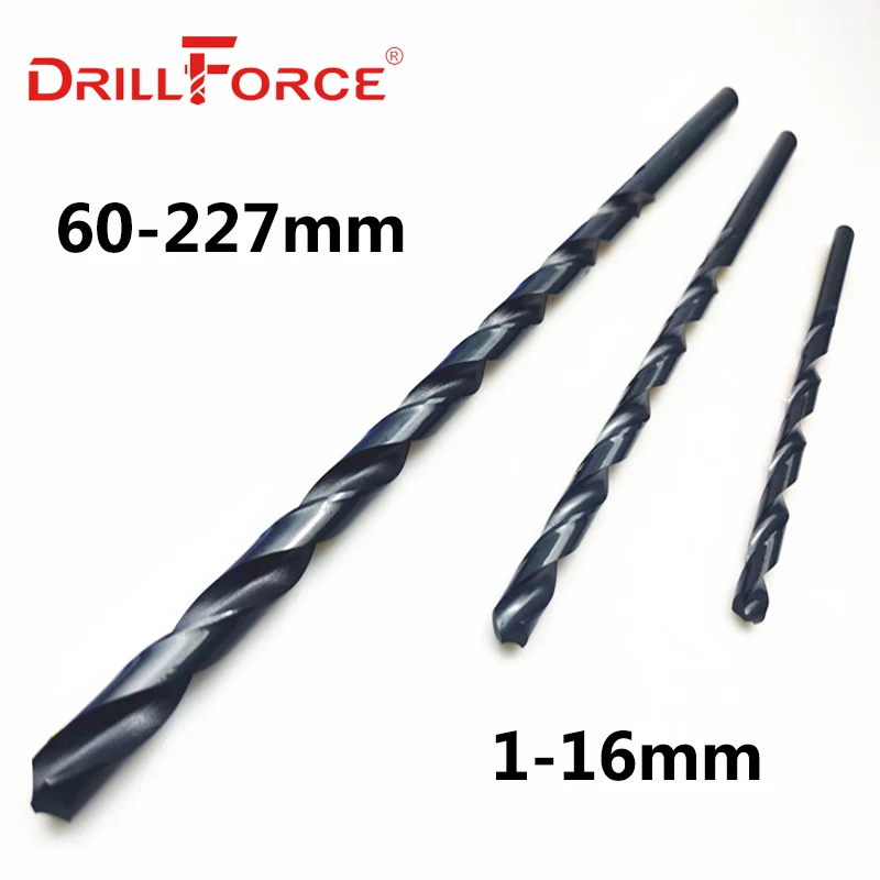 Drillforce 도구 1.0mm-16mm HSS M2 검은 산화물 긴 트위스트 드릴 비트 금속 가공 합금강 및 주철