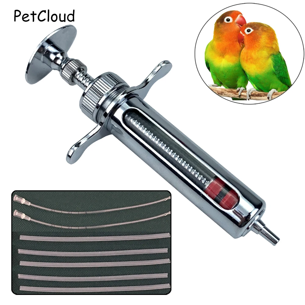 Stainless Bird Feeders Tools Parrot Push Dispenser Medicine Water Milk Syringe Home Universal Pet Given Medicine Control Rods