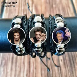 Classic Johnny Hallyday Bracelet Men Custom Photo Punk Fashion Bracelets Charm Glass Gem Jewelry