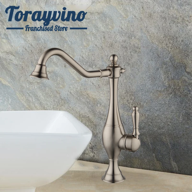 

New arrival bathroom basin faucet Brushed Nickel brass deck mounted Rotatable taps spray single handle hot & cold mixer faucets