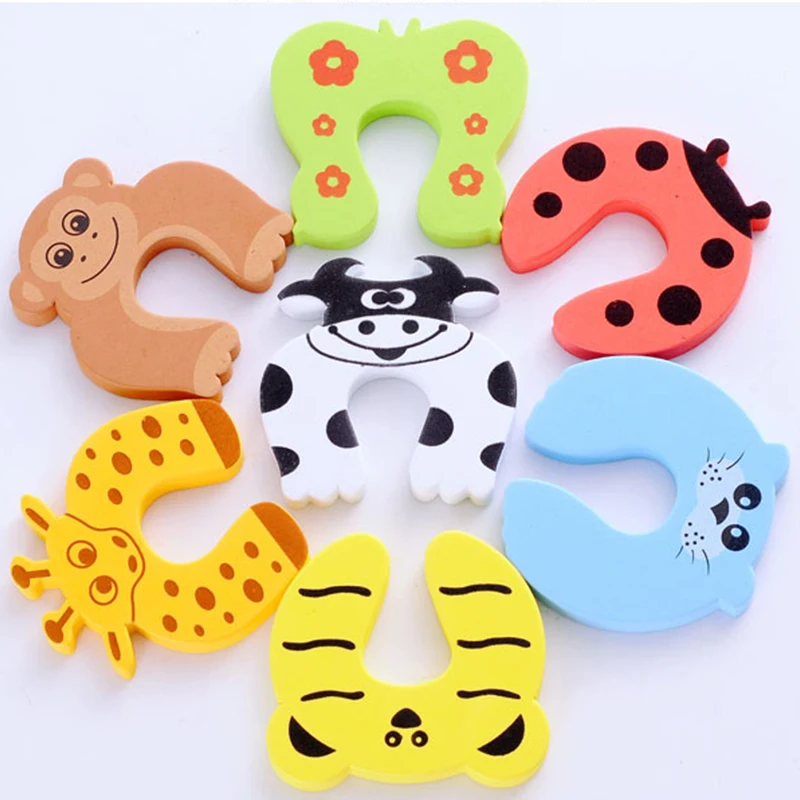 7pcs Kids  Newborn Cartoon Animal Style Door Stopper Holder Lock Safety  Baby Care Child Guard Finger Protect Anti-pinch Tool