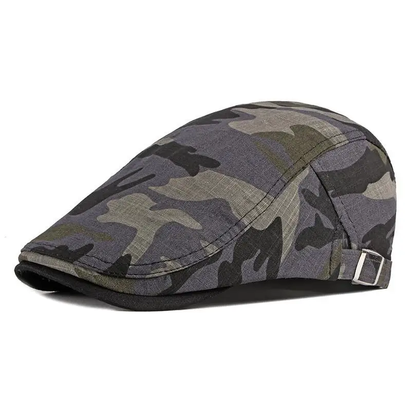 Ldslyjr 2021 Cotton Spring Summer Camouflage Print Newsboy Caps Flat Peaked Cap Men and Women Painter Beret Hats 39