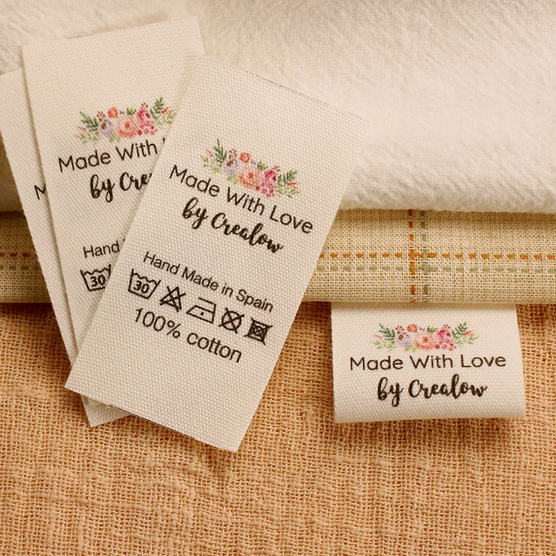 Custom Pattern Cotton Label, Washable Beige Label, Custom Brand Label, Clothing Label, 30*60mm, MD2015