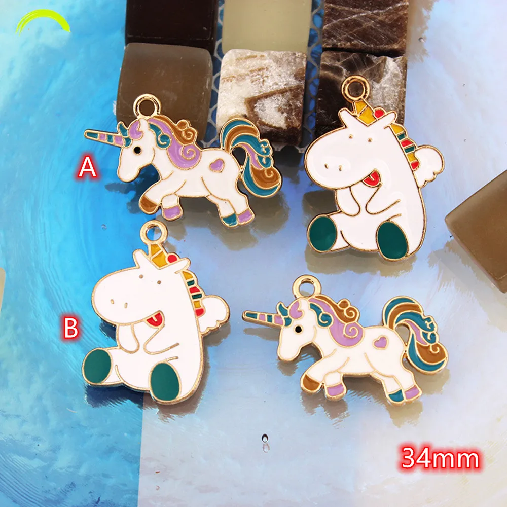 Unicorn Enamel Charms Pendant for Handmade Craft 10pcs Colorful Gold Hippo Metal Charms for Earrings Jewelry Making Dangle