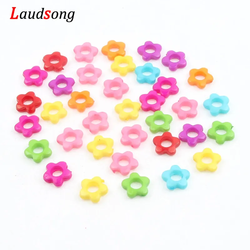 50pcs Multicolor Flower Beads Wreath Acrylic Spacer Beads 13mm For Jewelry Making Necklace Bracelet Diy Accessories