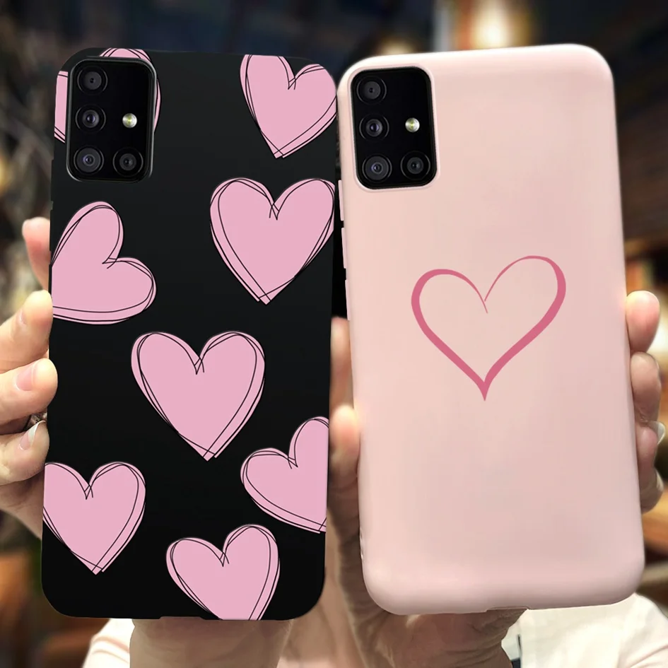 For Samsung Galaxy A51 Case Cute Couple Love Heart Slim TPU Phone Cover For Samsung M51 M40 M40S A 51 SM-A515F Soft Touch Fundas