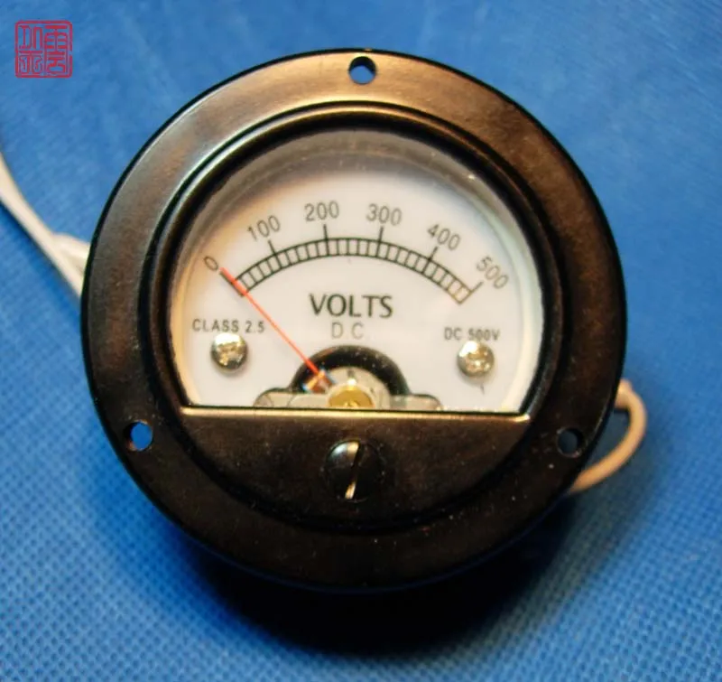 1PCS 52mm Round Pointer VU Meter DC500V Voltmeter LED With Yellow Backlight 8-12VDC