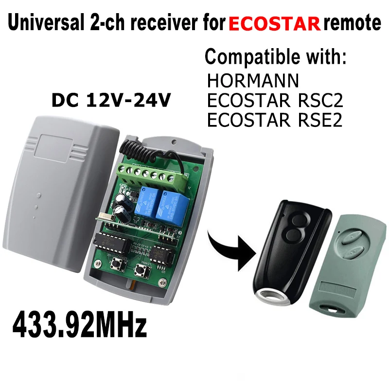 HORMANN ECOSTAR RSC2 RSE2 Remote Control Receiver ECOSTAR 433.92mhz Receiver Remote Control Switch for Garage Gate