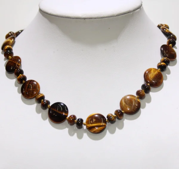 Natural Crystal Agates Malachite Tiger Eye Stone Round Beads for DIYHandmade Jewelry Making Necklace Retro Style 18 Inches