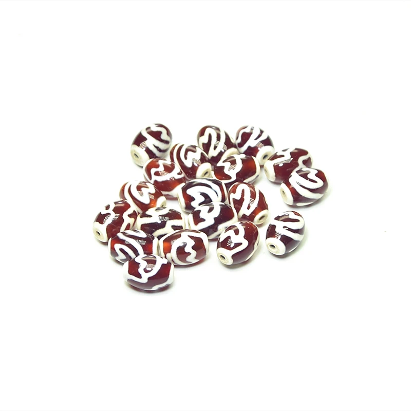 

Tibetan style Red/white Louts DZI Beads 10mm*14mm agate beads men and women jewelry DIY 8Pcs/lot Free Shipping
