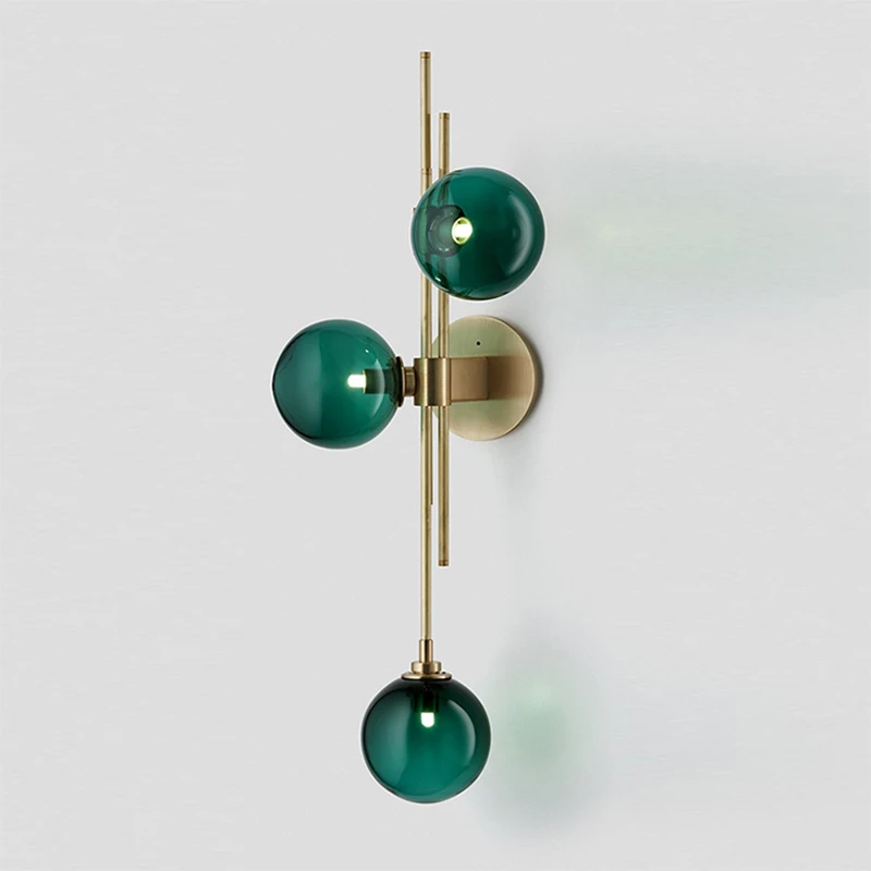 

Nordic modern glass wall lamp sitting room bedroom corridor green glass ball wall light coffe bar decoration lamp