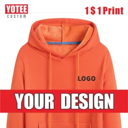 Yotee moletom esportivo casual unissex, tendência de outono e inverno com capuz, logotipo personalizável