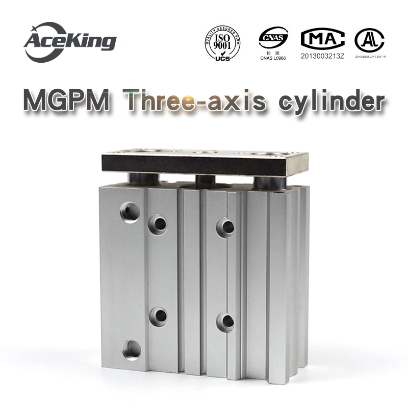 AceKing thin belt guide rod three triaxial cylinder rod cylinder MGPM12-10/20/25/30/40/50/75/100/125/150/175/200/250/300Z