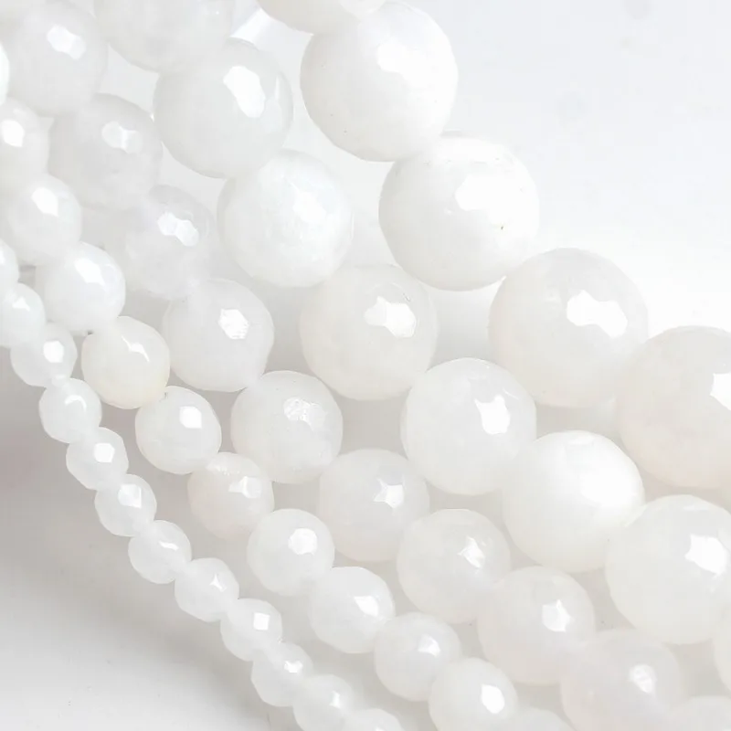 Natural Stone Faceted White Quartz Beads Round Loose Spacer Beads For DIY Jewelry Making Diy Bracelet Accessories 4 6 8 10 12mm