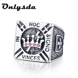 Trend Freeshipping New Knights Templar Ring Stainless Steel with Stones Masonic Movie Jewelry Party Gift Us Size