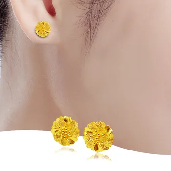 여성용 모이사나이트 도금 실버 귀걸이, 2 캐럿, 14K 옐로우 골드, S925, 약혼 스터드 귀걸이, 웨딩 주얼리 