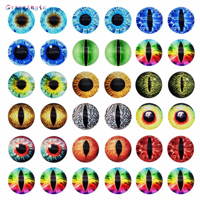 10-50 Stuks Glazen Ogen Cabochons Ronde 6Mm-30Mm Ronde Dome Dragon Eye Dier Eye Voor craf Diy Sieraden Accessoire Mix Leerling Eye Cameo