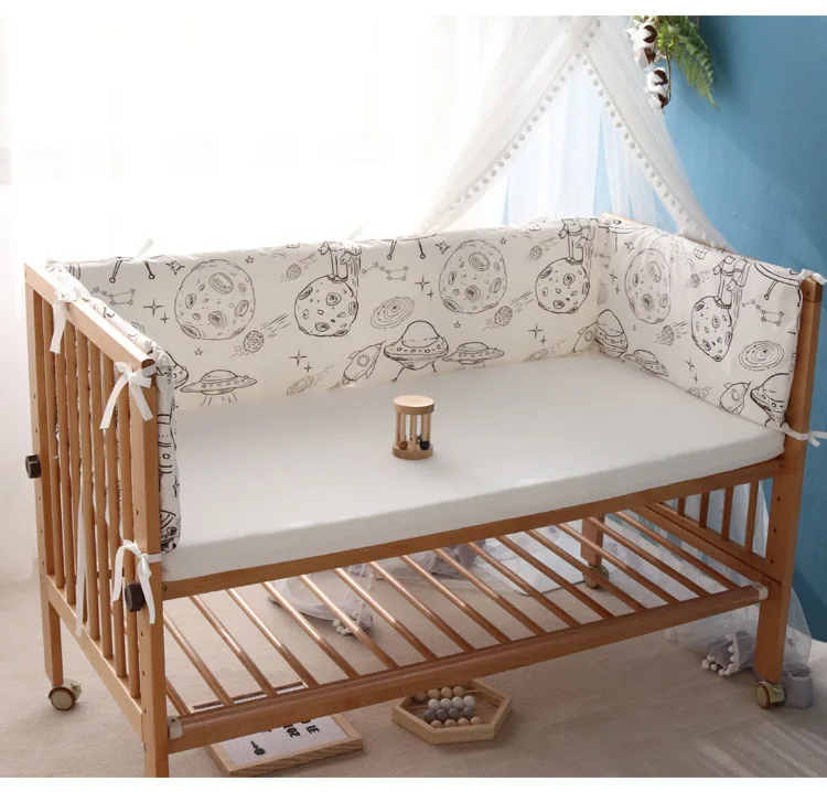 Baby Crib Bed Surrounded By Pure Cotton Removable And Washable Newborn Baby Anti-Collision Fence Baby One Piece Soft Cover Cloth