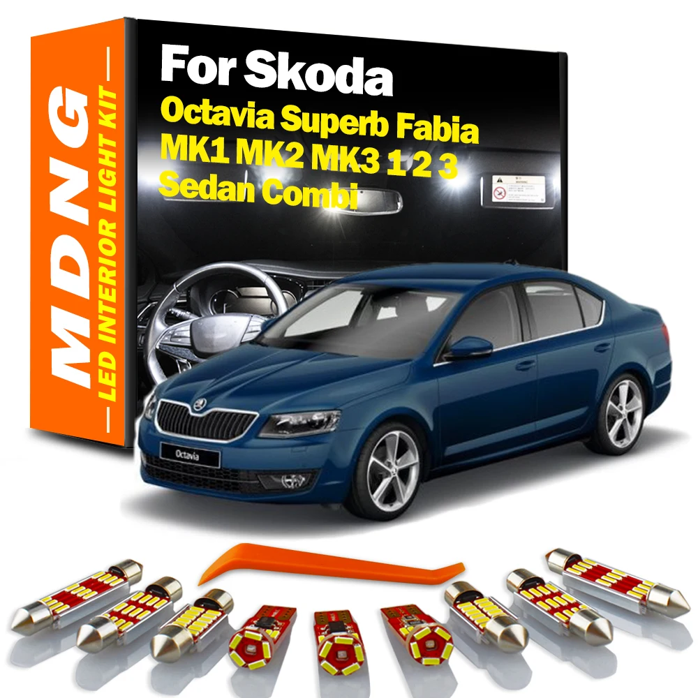 MDNG Canbus LED Interior Reading Bulbs Light Kit For Skoda Octavia Superb Fabia MK1 MK2 MK3 1 2 3 Sedan Combi Car Accessories