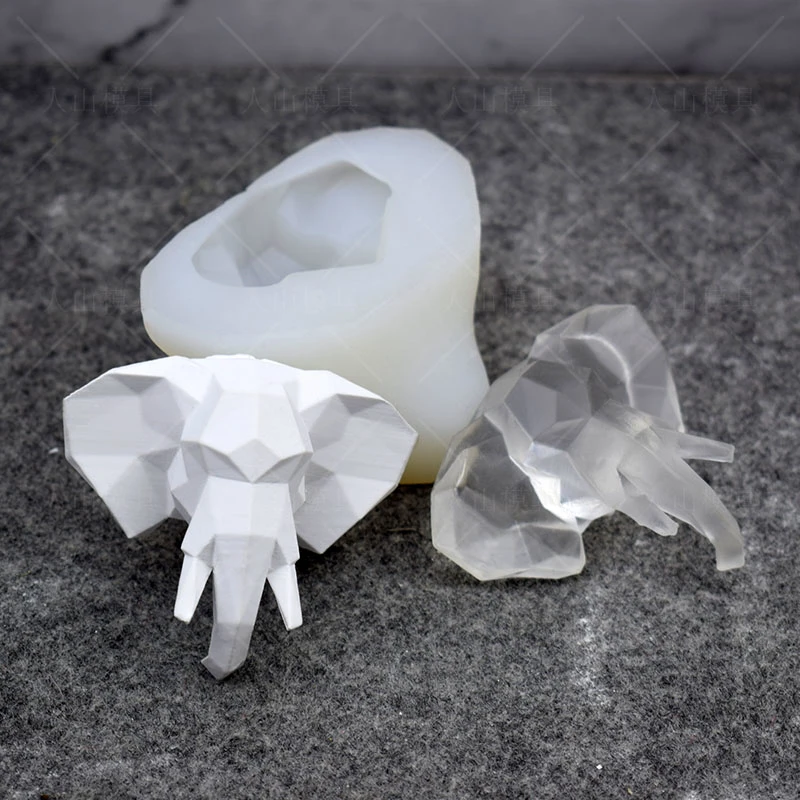 3D Geometric Elephant Head Aromatherapy Plaster Pendent Making Mould Candle Soap DIY Silicone Molds Car Home Decor